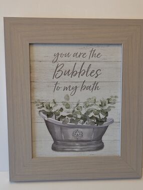 Neutral Gray Framed Bath Wall Art - "You Are The Bubbles to My Bath"